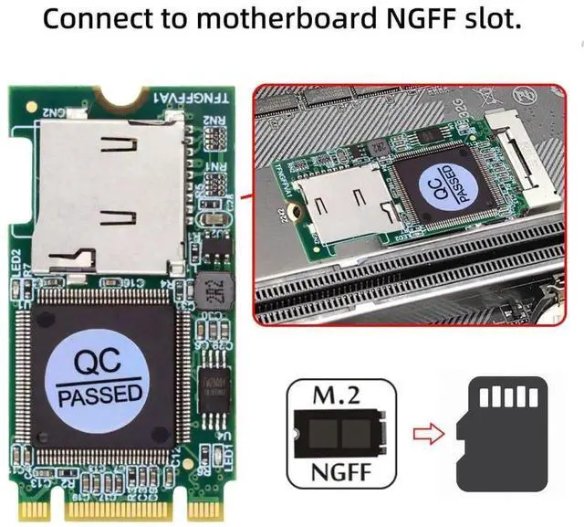 Alt view image 5 of 7 - M.2 NGFF B+M Key TF Card Reader Adapter 2242, Micro SD T-Flash TF to M.2 Expansion Card