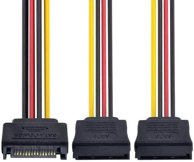 Alt view image 2 of 5 - 15Pin SATA Power Y Splitter Cable, 1 Male to 2 Female SATA Hard Drive Power Extension Cord, 12V & 5V Output
