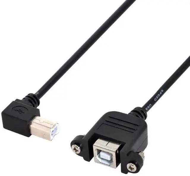 Main image of 50cm Right Angle USB 2.0 Type B Panel Mount Extension Cable with Locking Screws for Printer, Scanner & Storage Devices