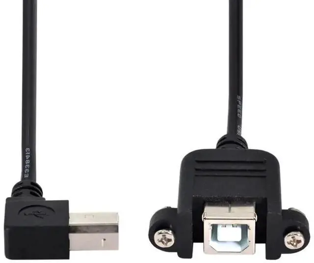 Alt view image 5 of 6 - 50cm Right Angle USB 2.0 Type B Panel Mount Extension Cable with Locking Screws for Printer, Scanner & Storage Devices
