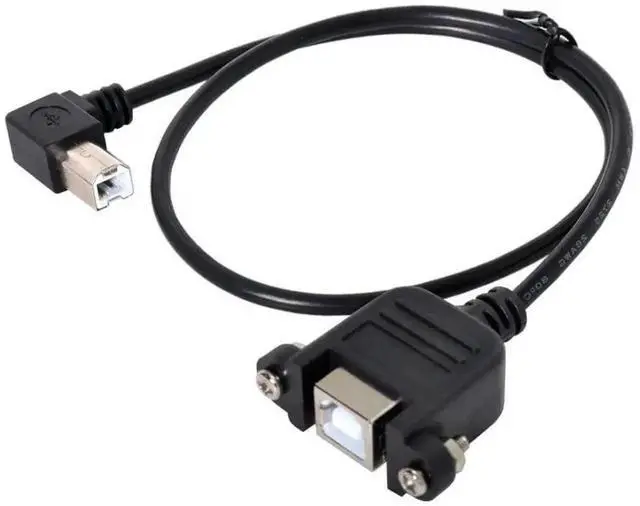 Alt view image 6 of 6 - 50cm Right Angle USB 2.0 Type B Panel Mount Extension Cable with Locking Screws for Printer, Scanner & Storage Devices