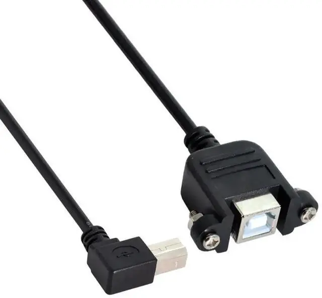Alt view image 3 of 6 - 50cm Right Angle USB 2.0 Type B Panel Mount Extension Cable with Locking Screws for Printer, Scanner & Storage Devices