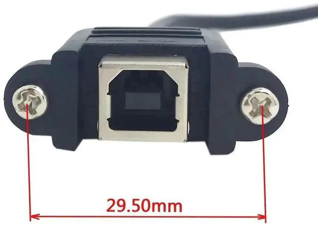 Alt view image 4 of 7 - 50cm Left 90-Degree USB Type-B Male to Female Panel Mount Extension Cable with Lock Screws for Printers, Scanners & Hard Drives