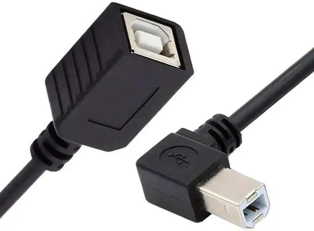 Main image of 20cm Left 90 Degree USB 2.0 Type-B Male to Female Extension Cable for Printers, Scanners & Storage Drives