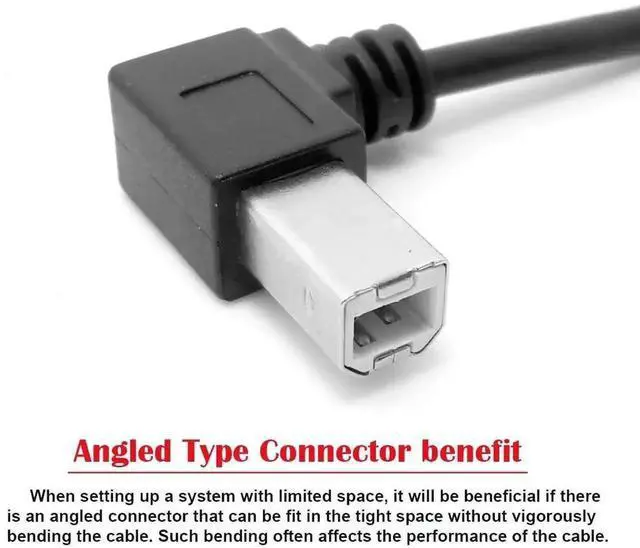 Alt view image 7 of 7 - 20cm Left 90 Degree USB 2.0 Type-B Male to Female Extension Cable for Printers, Scanners & Storage Drives