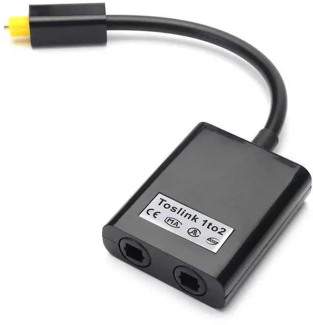 Main image of 1 in 2 Out Digital Optical Audio Splitter, Toslink Fiber Optic Audio Splitter for Home Theater Soundbar TV Amplifier