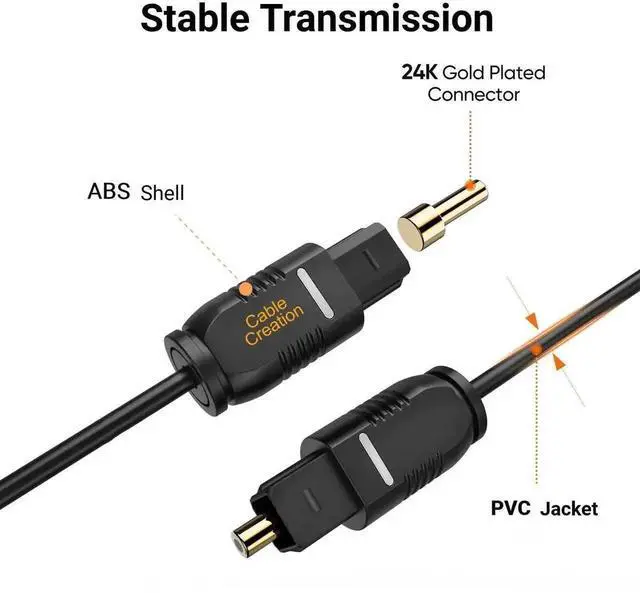 Alt view image 2 of 7 - 15FT Thin Toslink Optical Digital Audio Cable, Gold-Plated SPDIF Fiber Optic Cord for TV Soundbar PS4 Xbox DVD CD Player Home Theater, Black