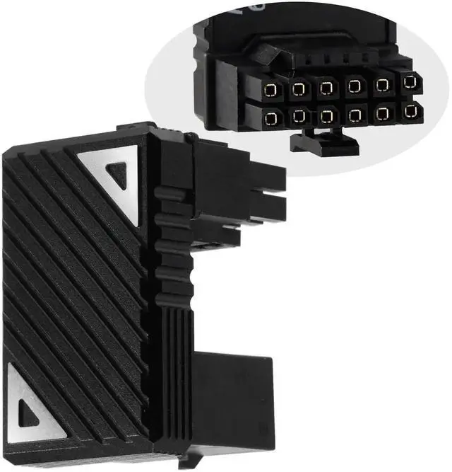 Alt view image 4 of 6 - 180 Degree U-Turn 12VHPWR 12+4 Pin Angled Power Adapter, PCIe 5.0 16Pin GPU Connector for RTX 40 Series Graphics Cards, Black Z Connector
