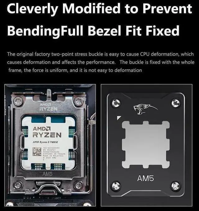 Alt view image 4 of 6 - Aluminum AM5 CPU Contact Frame Anti-Bending Buckle, Non-Marking AM5 CPU Corrector Bracket Holder for X670 B650 Motherboards, Black