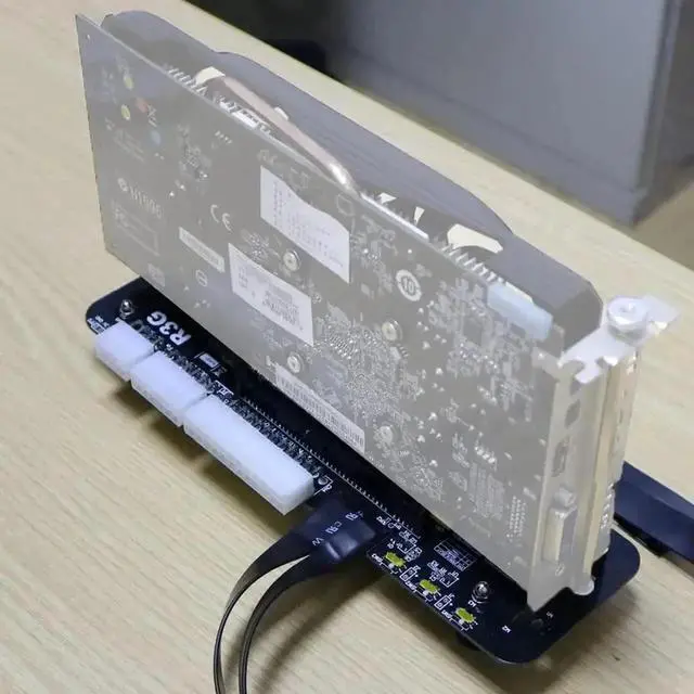 Alt view image 5 of 7 - R43SG PCIe 4.0 x4 NVMe M.2 Key M External GPU Stand Bracket, 64Gbps Riser Cable 50CM for GTX 1660 & Up Graphics Cards