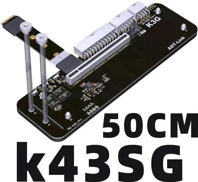 Alt view image 4 of 5 - Upgraded R43SG M.2 M Key eGPU Bracket, PCIe 4.0 x4 64Gbps Full Speed Riser Cable 50CM, External Graphics Card Stand for GTX 1660 and Newer GPUs