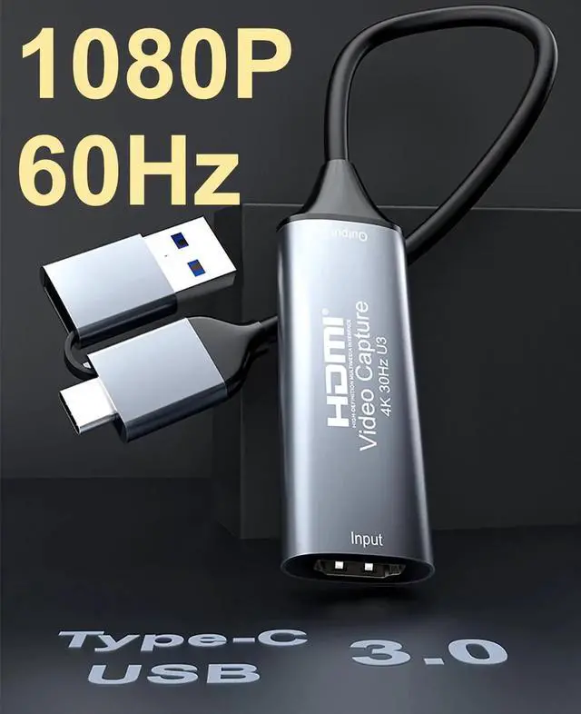 Alt view image 5 of 7 - 4K HDMI to USB 3.0 Type-C Video Capture Card, 1080P 60FPS Cam Link Capture Adapter for Game Streaming, Live Broadcast, Video Conference & Online Teaching