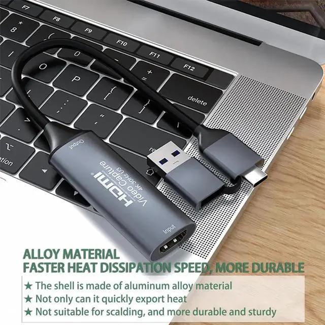 Alt view image 4 of 7 - 4K HDMI to USB 3.0 Type-C Video Capture Card, 1080P 60FPS Cam Link Capture Adapter for Game Streaming, Live Broadcast, Video Conference & Online Teaching