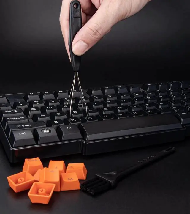 Alt view image 4 of 7 - Stainless Steel Keycap Puller Tool Set with 2 Cleaning Brushes, Mechanical Keyboard Keycap Remover Kit