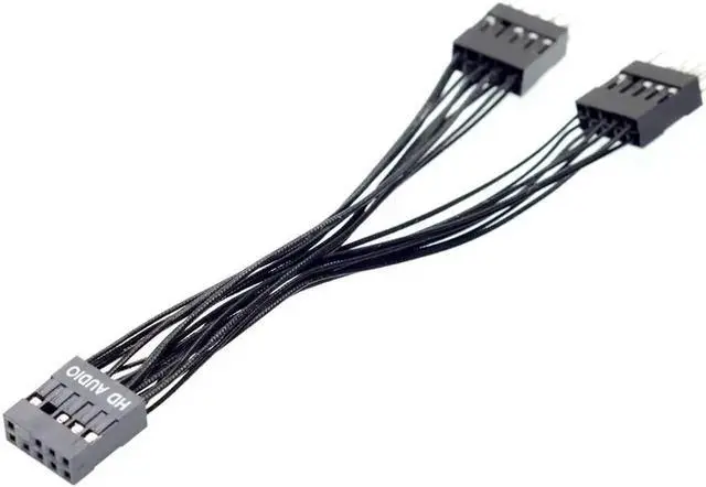 Alt view image 3 of 4 - 10cm 9Pin HD Audio 1 to 2 Y Splitter Cable, Internal Motherboard Audio Male to Dual Female Extension Cord for Desktop PC