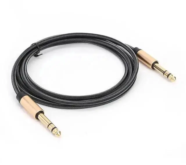 Main image of 1.8M Braided Guitar Instrument Cable, 6.35mm TRS Male to Male Stereo Audio Cord with Aluminum Alloy Shell for Professional Guitar