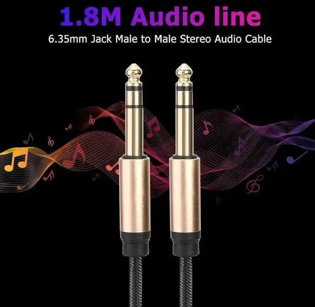 Alt view image 2 of 4 - 1.8M Braided Guitar Instrument Cable, 6.35mm TRS Male to Male Stereo Audio Cord with Aluminum Alloy Shell for Professional Guitar