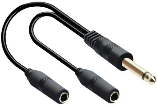 Main image of 6.35mm 1/4 Inch Y Splitter Audio Cable, Single 6.35 Male to Dual 6.35 Female Stereo Adapter Cord