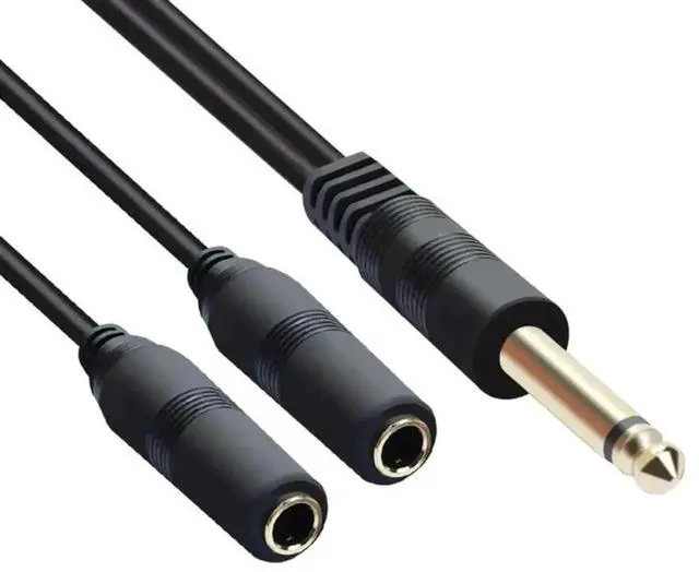 Alt view image 3 of 3 - 6.35mm 1/4 Inch Y Splitter Audio Cable, Single 6.35 Male to Dual 6.35 Female Stereo Adapter Cord