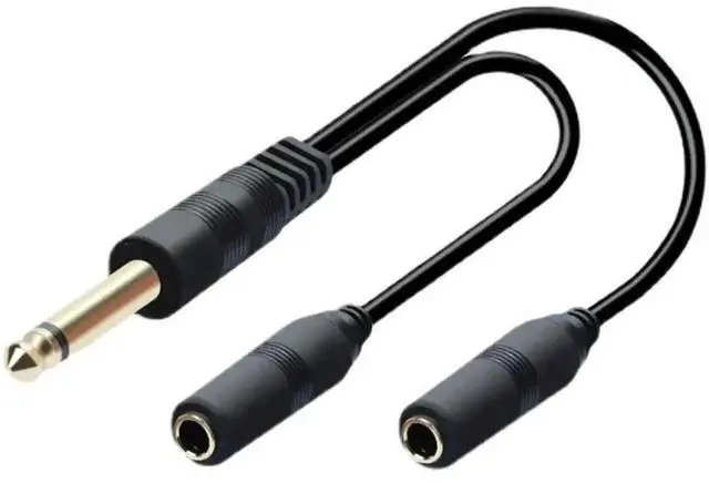 Alt view image 2 of 3 - 6.35mm 1/4 Inch Y Splitter Audio Cable, Single 6.35 Male to Dual 6.35 Female Stereo Adapter Cord
