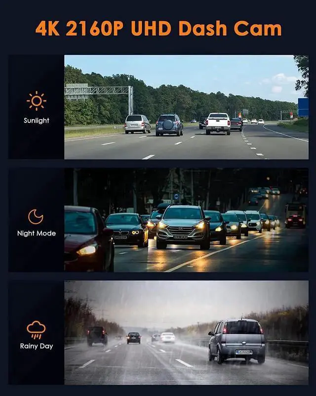 Alt view image 5 of 6 - 4K Dual Dash Cam Front & Cabin, 2160P Front + 1080P Interior IR Night Vision Car Camera with 64GB TF Card, Wide Angle Mini Driving Recorder with Parking Mode for Taxi & Private Car