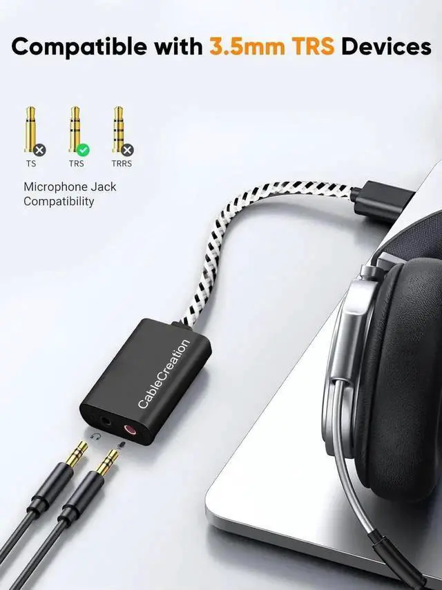 Alt view image 7 of 7 - USB Type-C External Sound Card with 3.5mm Audio Jack, USB-C to Headset Microphone Adapter Compatible with MacBook Pro, iMac, iPad Pro 2020, iPhone 15/16, Galaxy S24 S23 S22 S21+