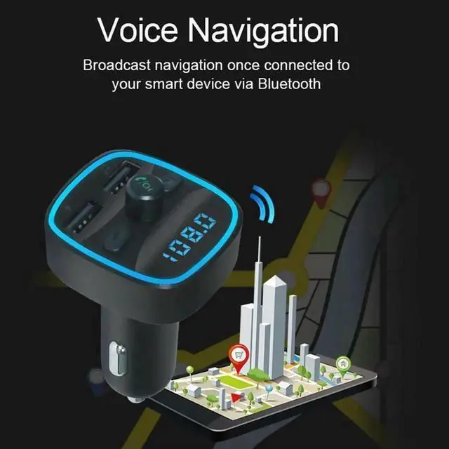 Main image of Multifunctional Bluetooth 5.0 Car FM Transmitter, Dual USB Fast Charging Car Charger MP3 Music Player for Vehicles