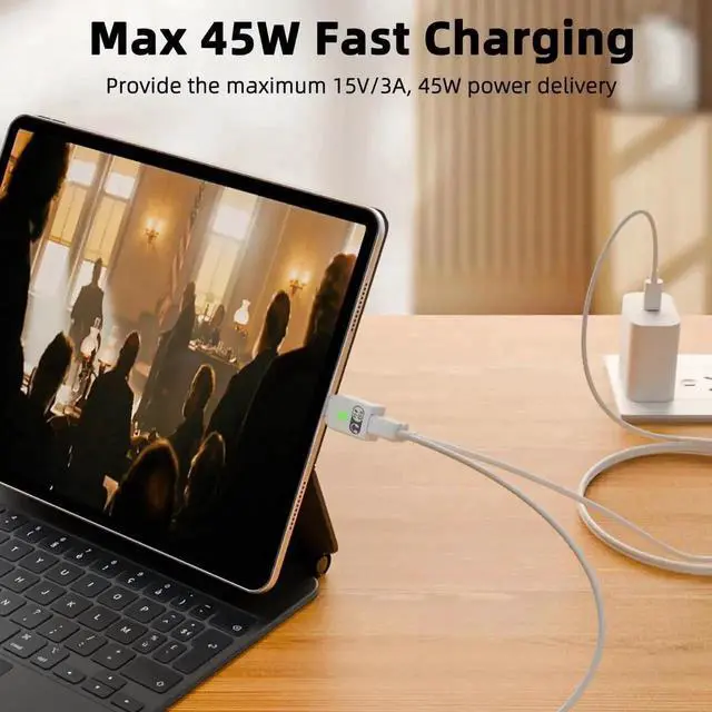 Alt view image 6 of 6 - USB C Splitter 2 in 1 Headphone Charging Adapter PD 45W Fast Charging Type C Audio Dongle Compatible with iPhone 15/16 Series, iPad Air Pro, All USB-C Phones Tablets Laptops
