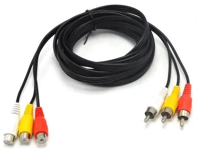 Alt view image 2 of 3 - 15ft 3RCA Male to Female Composite Audio Video Extension Cable, Color Coded RCA AV Extension Cord for DVD Players, TVs, Projectors