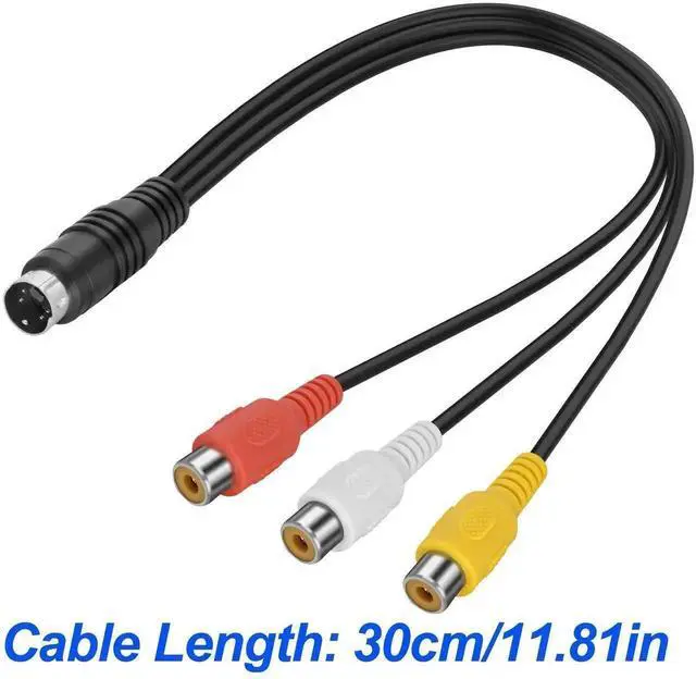 Alt view image 5 of 7 - 0.3M 4 Pin S-Video to 3 RCA Female AV Composite Cable, Mini DIN S-Video to RCA Audio Video Cord Compatible with TV, HDTV, PC, Laptop, DVD, VCR, DVR, CD Player