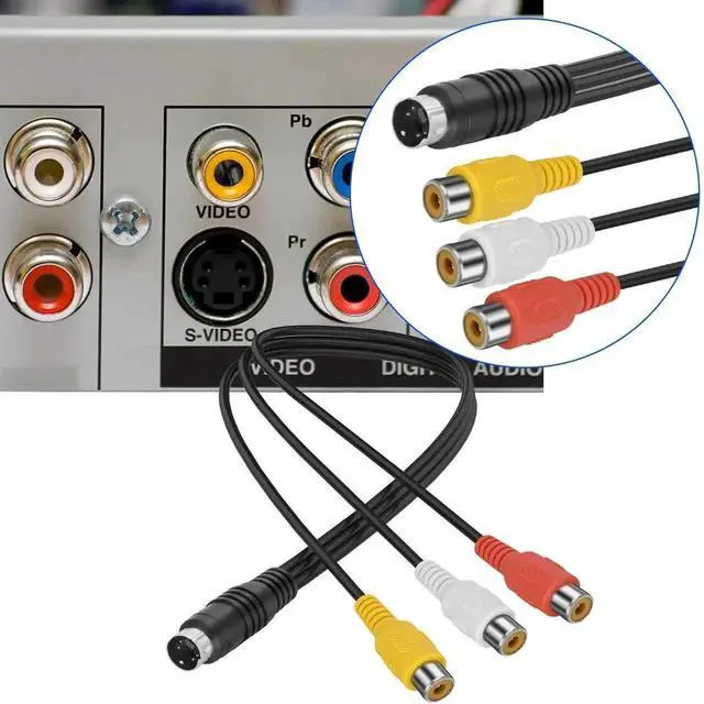 Alt view image 3 of 7 - 0.3M 4 Pin S-Video to 3 RCA Female AV Composite Cable, Mini DIN S-Video to RCA Audio Video Cord Compatible with TV, HDTV, PC, Laptop, DVD, VCR, DVR, CD Player