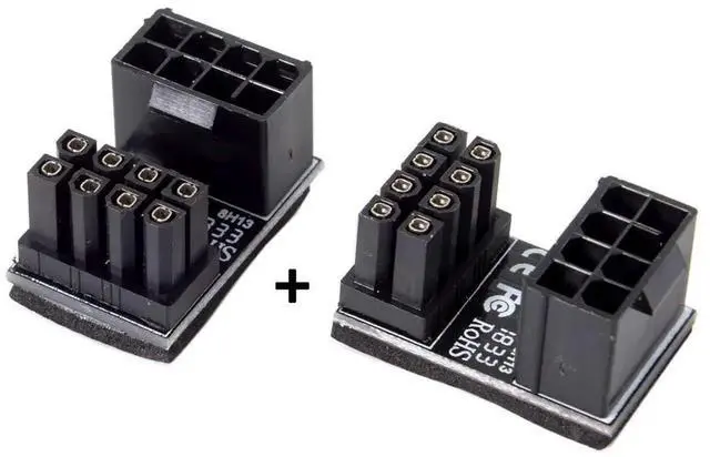 Alt view image 6 of 6 - 2 Pack 180 Degree Angled ATX 8Pin Male to Female GPU Power Adapter, Right Angle Graphics Card PCIe 8 Pin Extension Power Connector