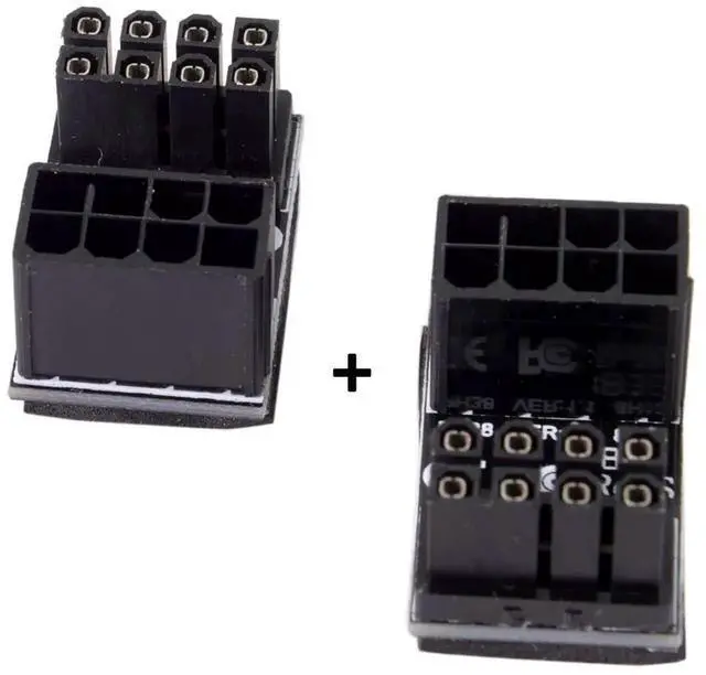 Alt view image 5 of 6 - 2 Pack 180 Degree Angled ATX 8Pin Male to Female GPU Power Adapter, Right Angle Graphics Card PCIe 8 Pin Extension Power Connector
