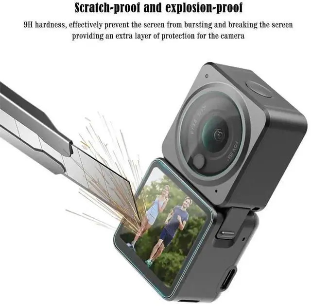 Alt view image 3 of 3 - Tempered Glass Screen & Lens Protector Anti-Scratch Protective Film Accessories for DJI OSMO Action 2 Camera