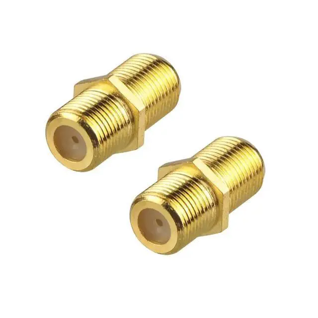 Main image of 2 Pack Gold Plated F-Type Female to Female RG6 Coax Cable Extender Connector Adapter for TV Coaxial Cables
