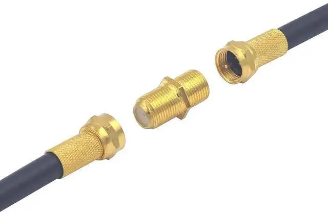 Alt view image 2 of 6 - 2 Pack Gold Plated F-Type Female to Female RG6 Coax Cable Extender Connector Adapter for TV Coaxial Cables