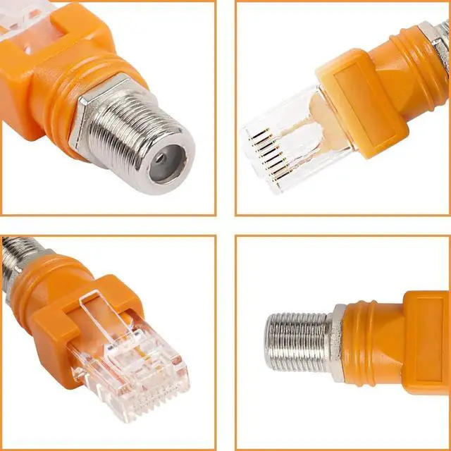 Alt view image 4 of 7 - 4 Pack RF Coax to Ethernet Adapter F Female to RJ45 Male Straight Barrel Coupler Connector for Line Tester