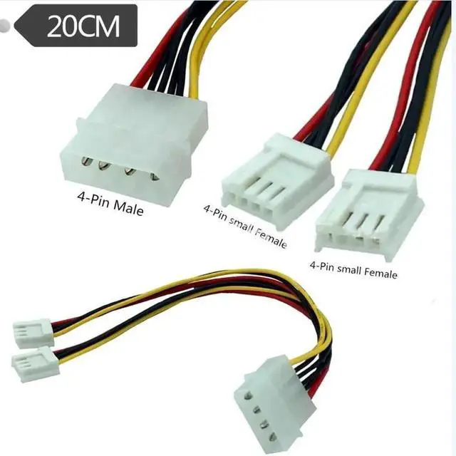 Alt view image 3 of 6 - Big 4 Pin IDE Molex to Dual Small 4 Pin FDD Power Splitter Cable, IDE to Floppy Drive Power Extension Adapter Cord