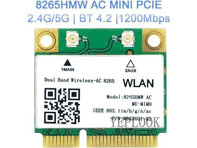 Alt view image 4 of 4 - 8265HMW Half Mini PCIe Wireless AC Card, 1167Mbps Dual Band 2.4G/5GHz 802.11ac WiFi Adapter with Bluetooth 4.2 for Laptops