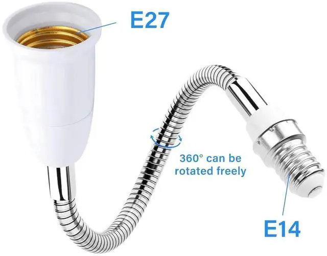 Alt view image 5 of 7 - AJMRTC 2 Pack E14 SES to E27 ES Light Socket Extender, 30CM Flexible Lamp Holder Extension, 360° Adjustable Bulb Base Converter Adapter for Pendant Light, Wall Lamp, Indoor Lighting Fixtures