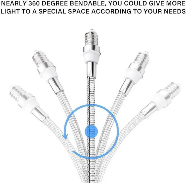 Alt view image 4 of 7 - AJMRTC 2 Pack E14 SES to E27 ES Light Socket Extender, 30CM Flexible Lamp Holder Extension, 360° Adjustable Bulb Base Converter Adapter for Pendant Light, Wall Lamp, Indoor Lighting Fixtures