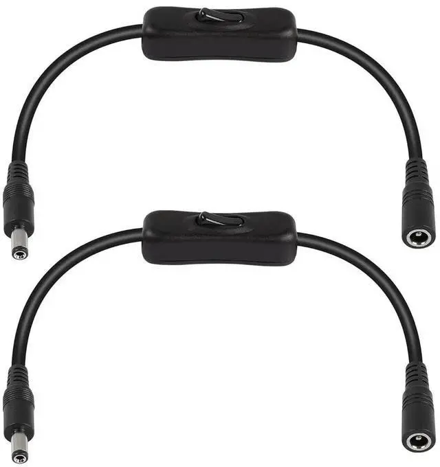 Main image of AJMRTC 30CM DC 5.5x2.1mm Male to Female Power Cable, 16AWG Wire with Inline Rocker On/Off Switch, DC Power Adapter Cord for LED Light Strips, CCTV Security Camera, 2 Pack