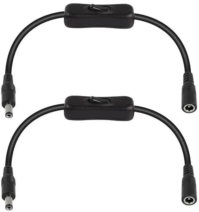 Alt view image 7 of 7 - AJMRTC 30CM DC 5.5x2.1mm Male to Female Power Cable, 16AWG Wire with Inline Rocker On/Off Switch, DC Power Adapter Cord for LED Light Strips, CCTV Security Camera, 2 Pack