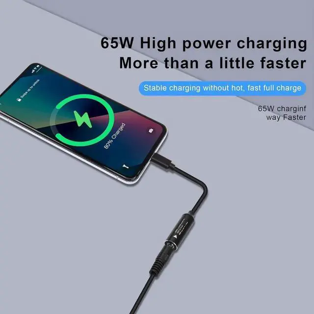 Alt view image 4 of 7 - AJMRTC PD 65W DC 4.0×1.7mm Female to USB-C Charging Cable, 7 Inch DC4017 Round Jack Power Adapter Cord for Laptop, Phone, Tablet & Rechargeable Devices