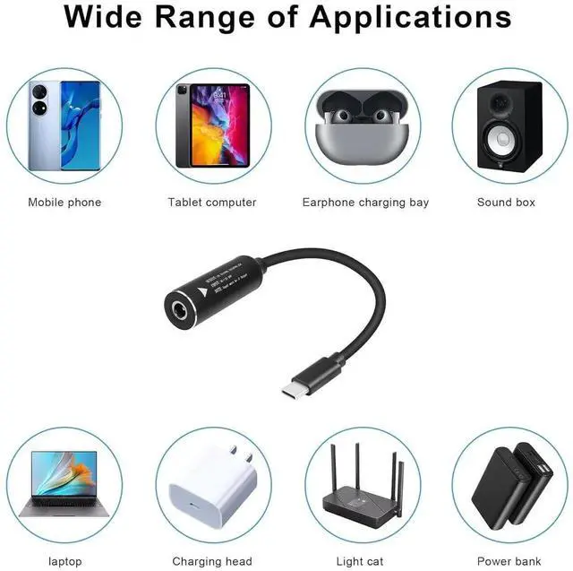 Alt view image 2 of 7 - AJMRTC PD 65W DC 4.0×1.7mm Female to USB-C Charging Cable, 7 Inch DC4017 Round Jack Power Adapter Cord for Laptop, Phone, Tablet & Rechargeable Devices