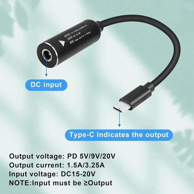 Alt view image 6 of 7 - AJMRTC PD 65W DC 4.0×1.7mm Female to USB-C Charging Cable, 7 Inch DC4017 Round Jack Power Adapter Cord for Laptop, Phone, Tablet & Rechargeable Devices