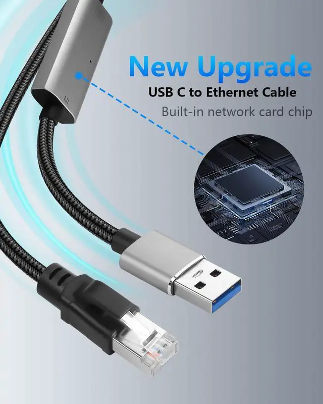 Alt view image 4 of 7 - AJMRTC USB 3.0 to RJ45 2.5Gbps Ethernet Cable 1.2M/4FT, USB-A 2500Mbps LAN Wired Network Adapter Converter Cord, Plug and Play for Laptop, Desktop Computer, Smart TV, TV Box, Switch
