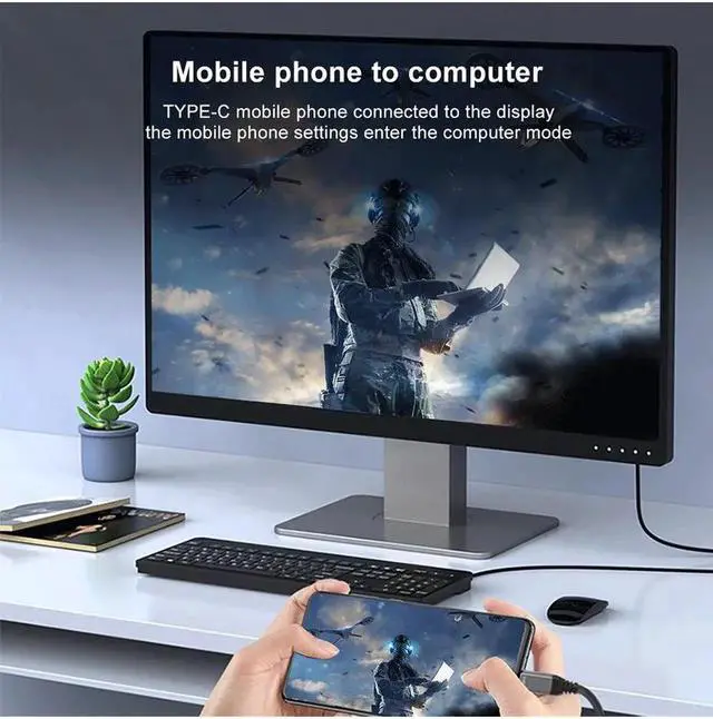 Alt view image 6 of 7 - AJMRTC 2M/6.6FT USB-C to DP 1.4 Cable, 8K@60Hz Thunderbolt 4/3 DisplayPort Cord, Type-C Cable for MacBook Pro/Air, Mac Mini, iPad, iPhone 17, XPS, Galaxy, Windows Laptop, Gaming Monitor, Projector