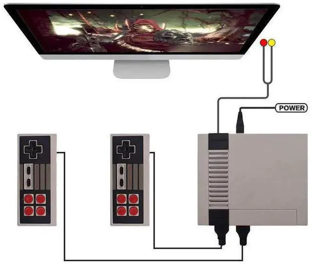 Alt view image 6 of 7 - AJMRTC Retro Mini Game Console Built-in 620 Classic Games, AV Output Vintage Video Game System with 2 Wired Controllers for TV, Plug & Play