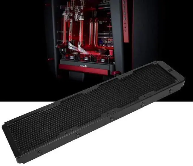 Alt view image 7 of 7 - 480mm Aluminum Liquid Cooling Radiator, 18-Tube G1/4 Thread Heat Exchanger Water Air Cooled Heatsink, Fast Heat Dissipation Desktop PC Radiator for CPU GPU Custom Water Cooling Loop